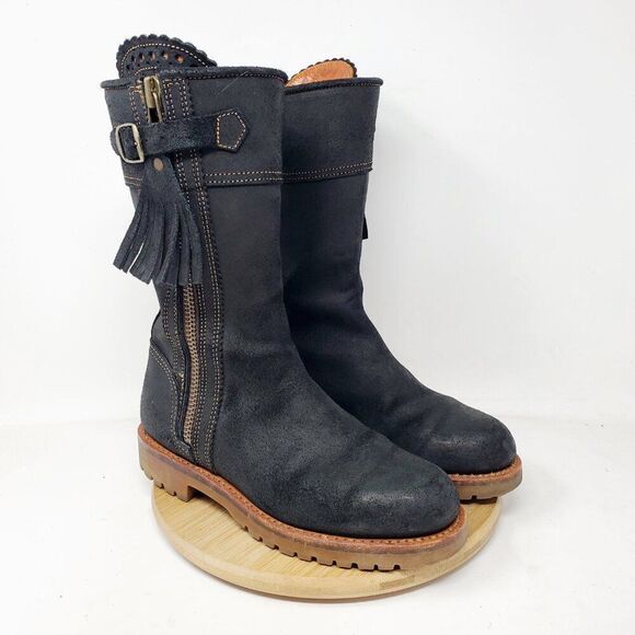 Penelope Chilvers Tall Mid Calf Tassel Boot Womens 36 Black Leather Zip - Picture 2 of 13